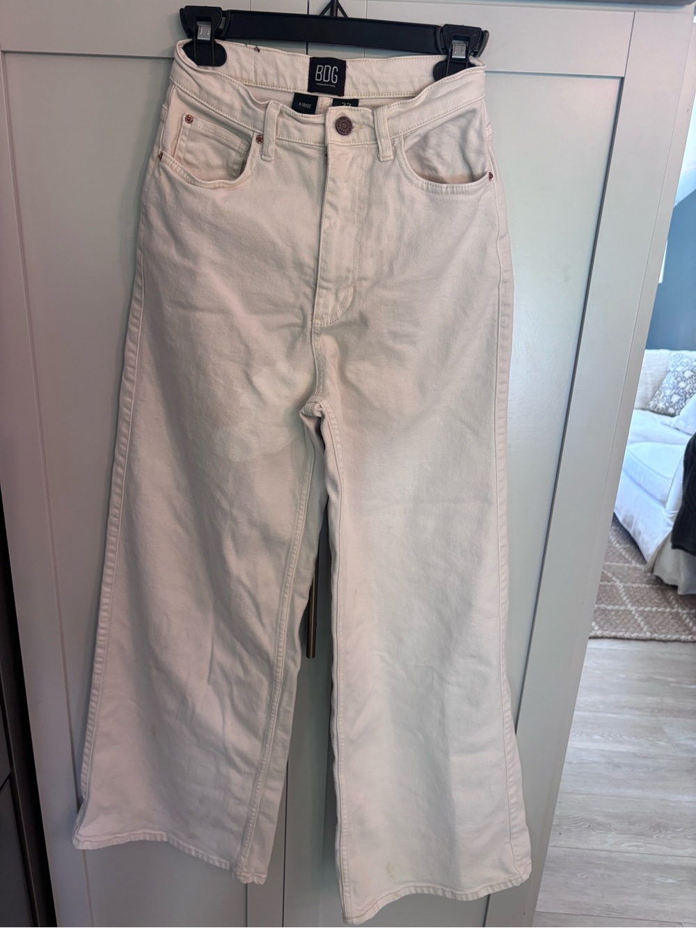 BDG Cream High-Rise Wide Leg Jeans